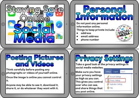 Staying Safe Online - Social Media Posters for Children Display Classroom
