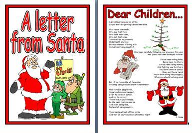 Free Printable Letter from Santa poem to encourage good behaviour