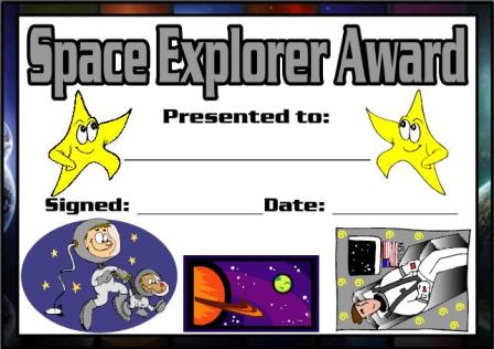 Free Printable Space Explorer Award