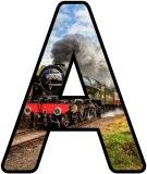 Free, printable lettering sets with a Steam Train, Transport themed background.  Great for Geography Classroom Displays.