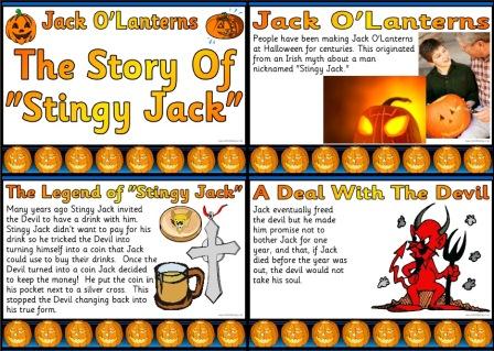 Free Printable Halloween Display Set.  The Story of Stingy Jack Pumpkins