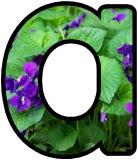 Free printable instant display digital lettering sets with a violet flower background.