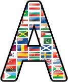 World flags background instant display digital lettering sets for classroom display.