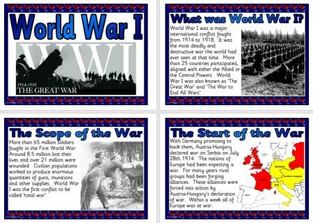 Free History Teaching Resource World War I information posters